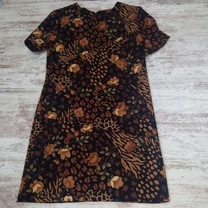 Animal Floral Printed Patterned Short Sleeve Cozy Dress